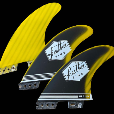 Dérive feather fins FIBERGLASS YELLOW & BLACK CLICK TAB ( fcs2)