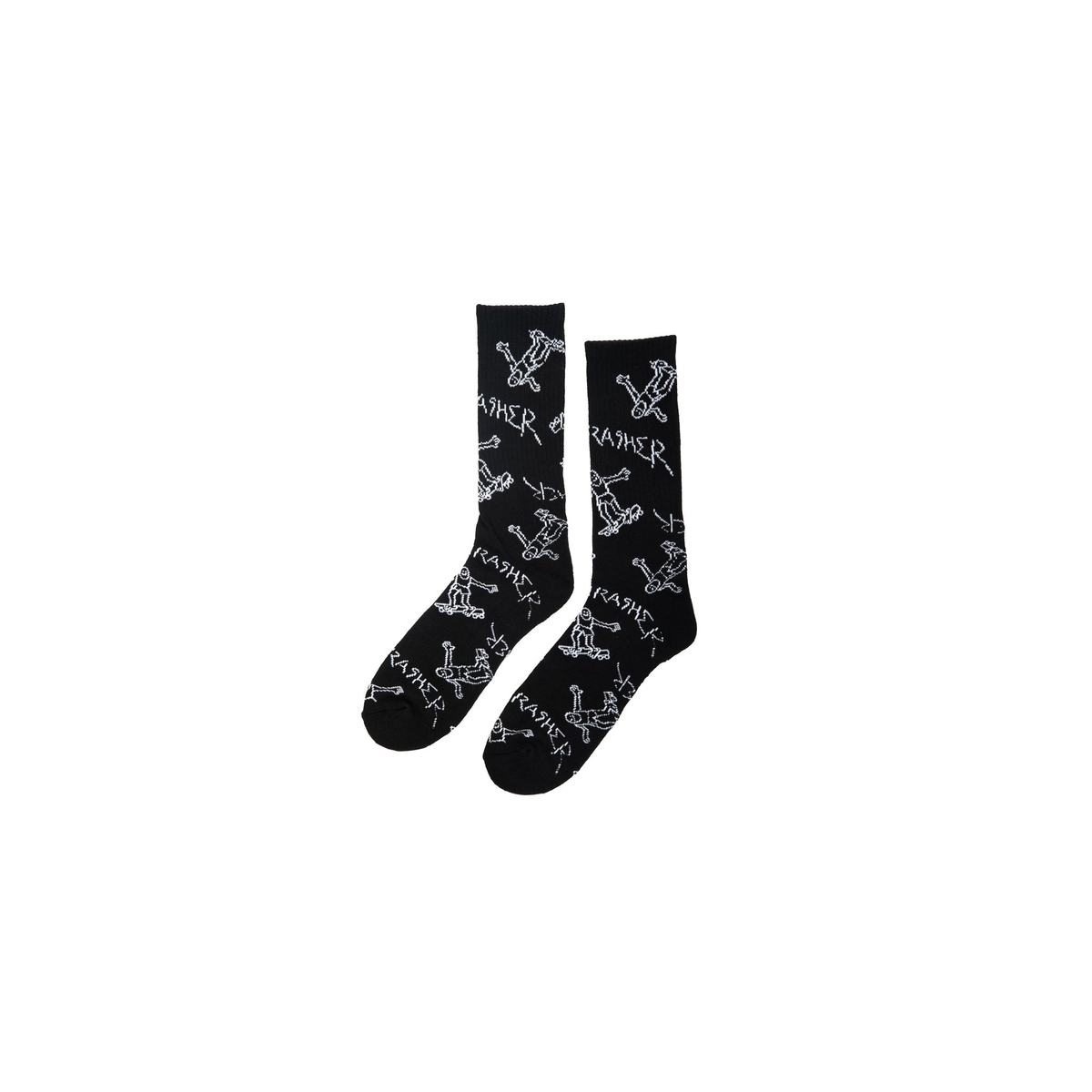 THRASHER SOCKS GONZ LOGO CREW BLACK WHITE