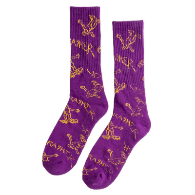 THRASHER SOCKS GONZ LOGO CREW PURPLE GOLD