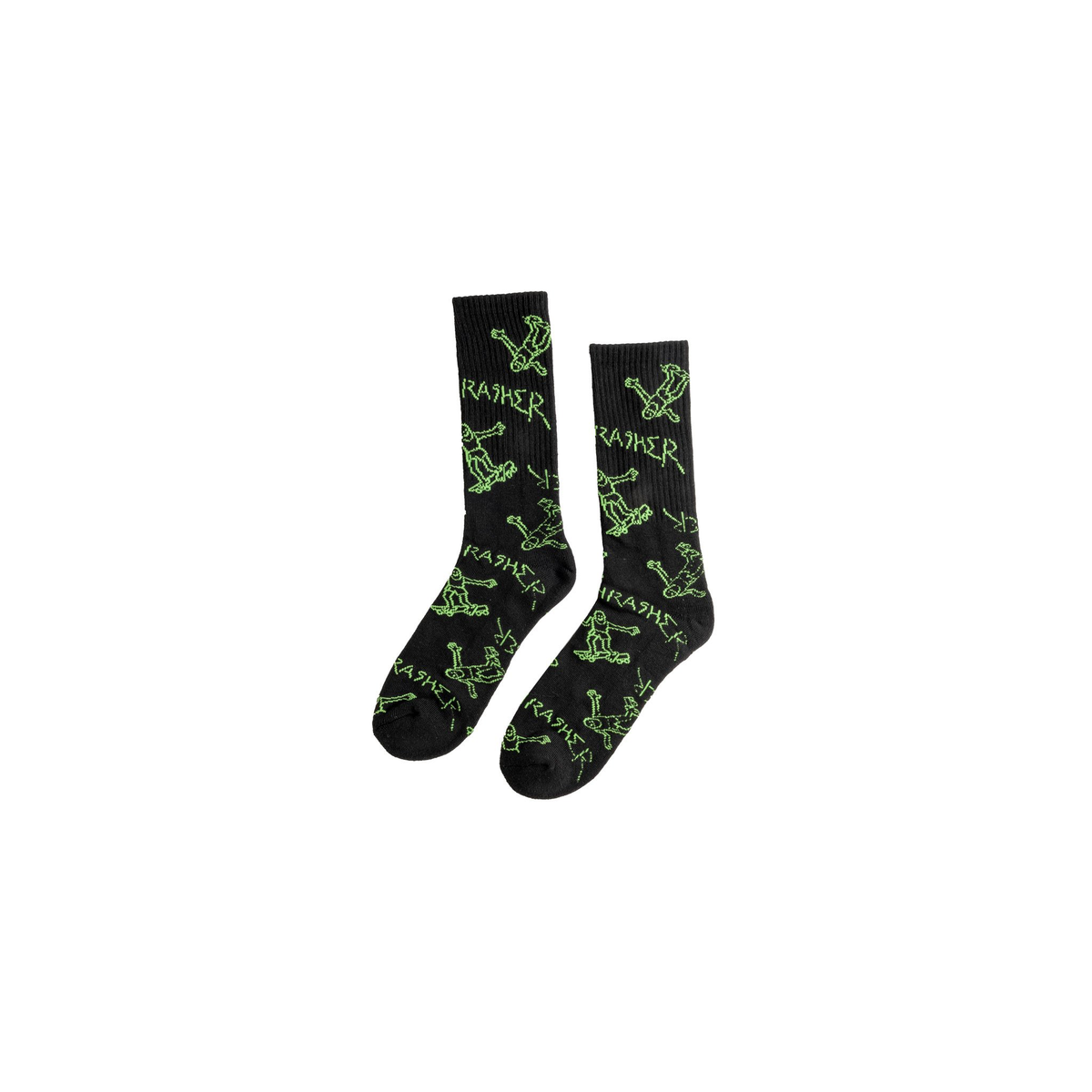 THRASHER SOCKS GONZ LOGO CREW BLACK GREEN