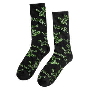 THRASHER SOCKS GONZ LOGO CREW BLACK GREEN